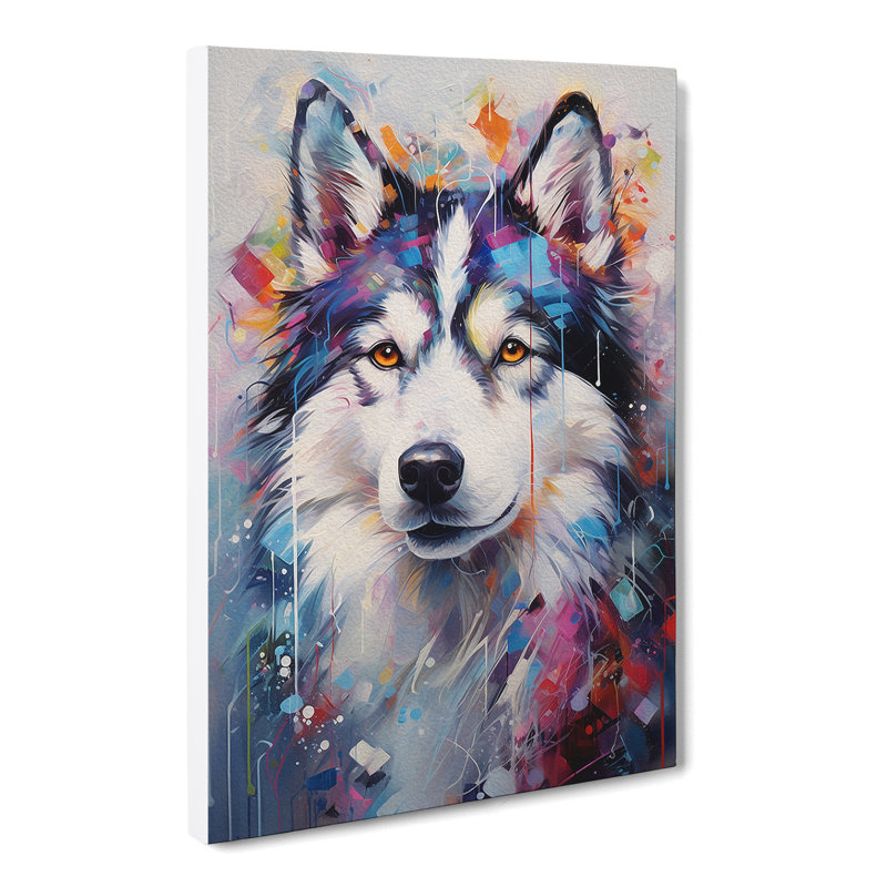 Husky Informel No.3 - Wrapped Canvas, 60cm H x 40cm W x 3cm D