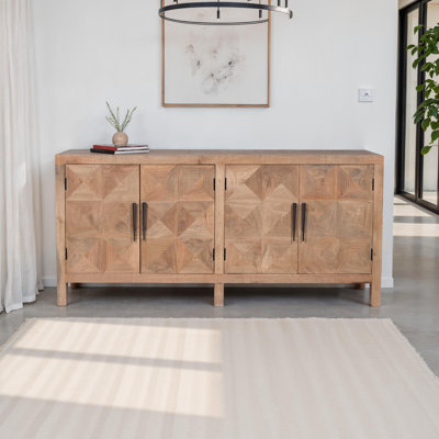 Fiona 70" Solid Wood Sideboard, Oak finish