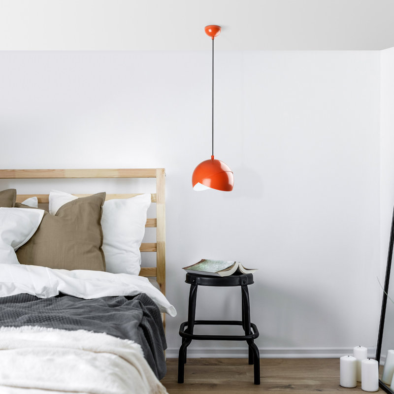 Lustre réglable élégant, structure en métal, plaque de base 7,9 po x 5,9 po | Hauteur: 8,7 à 45,7 pouces | Diamètre de 7,9 po | 1 x douille E27, 40 W maximum | Finition orange élégante, parfaite pour le salon et la salle à manger, installation facile