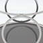 Table basse moderne Ã  plateau rond en verre et structure mÃ©tallique circulaire-577139594-577139599