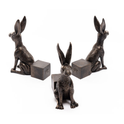 Large Sitting Hare Bronze Coloured Planter Feet In Gift Box