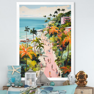 Scène de plage côtière, paradis en couleur pastel II - art de la plage côtière