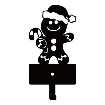2 pcs Gingerbread Man Metal Key Hooks Christmas Themed Wa... - Metal - 1 Piece - Key Hook - Black - Christmas Theme Design