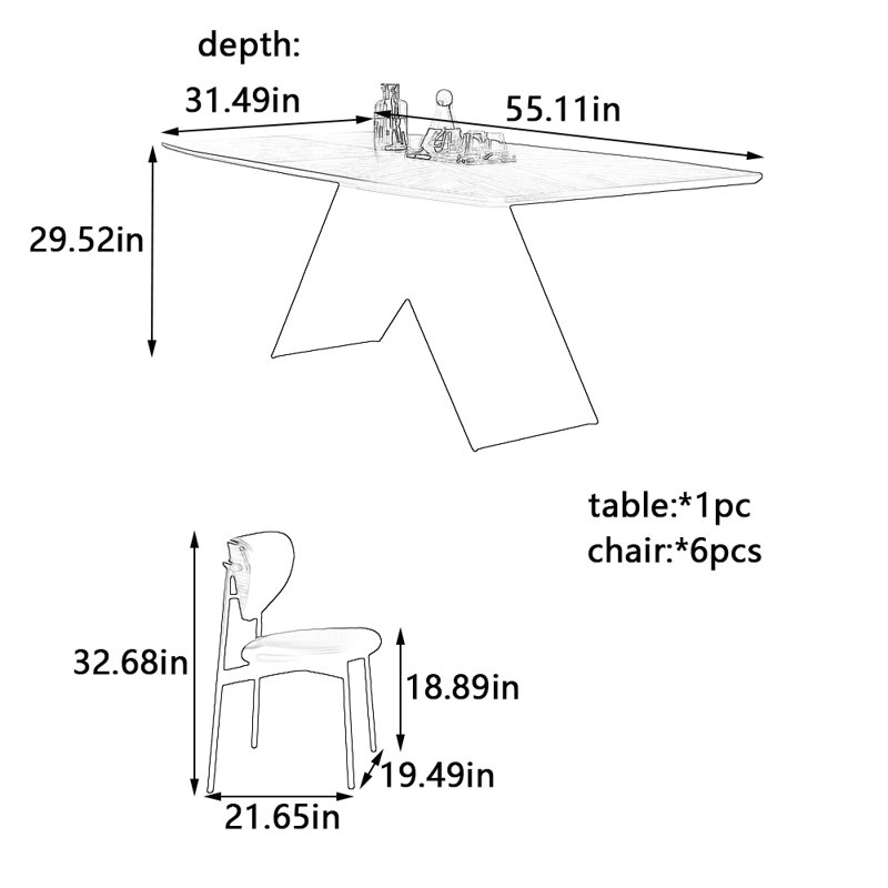 Ensemble de table de salle à manger et de chaises en acier au carbone, H 29,52 po x L 55,11 po x l 31,49 po