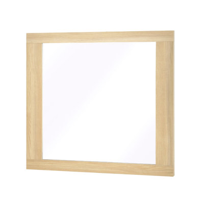 Kery Dresser Mirror, Rectangular Frame, Natural Brown Wood, 37X41