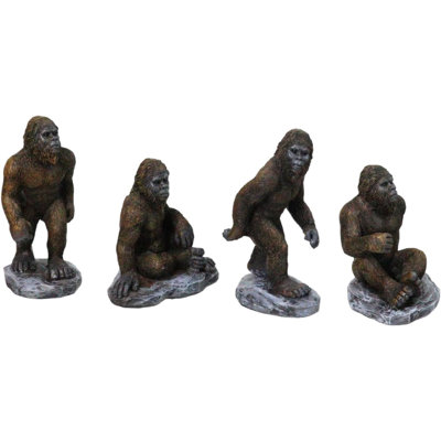 Set Of 4 Forest Mythical Creature Sasquatch Big Foot Cryptid Apes Figurines