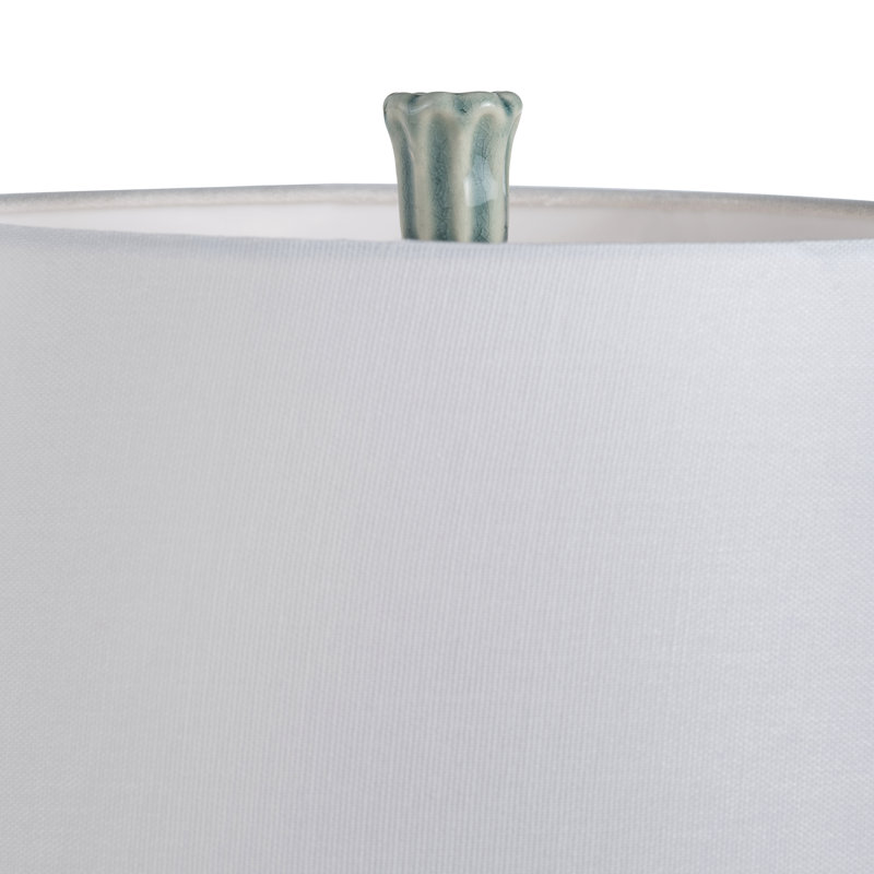 Set Of 2 Light Green Ceramic Table Lamp With Linen Shade, Light Green