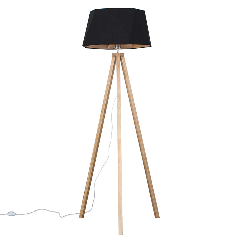 Mejias 150cm Tripod Floor Lamp, Black, No, Brown