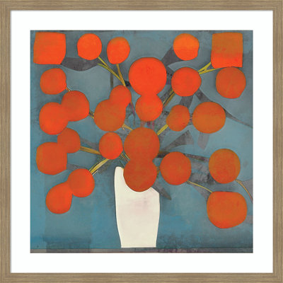 Abstract Orange Flowers Print by Elena Ray