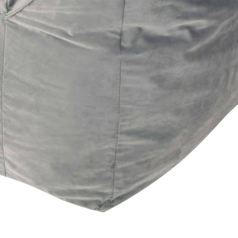 Allea Velveteen Bean Bag Chair With Armrests, 43" H x 40" W x 40" D , Gray Velvet