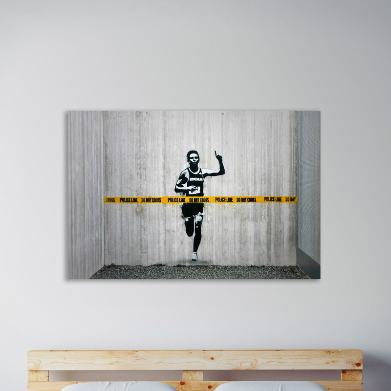 « la ligne de police, ne pas croix », reproduction d’impression sur toile tendue, H 32 po x l 48 po x P 1,5 po