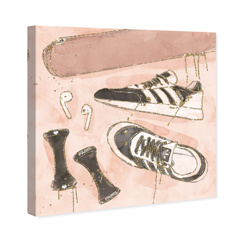 Workout routine Glam Shoes - impression d'art graphique, H 40 po x l 40 po x P 2 po, Toile tendue