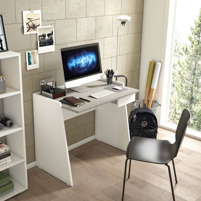 Gurtejveer Writing Desk, White/Concrete