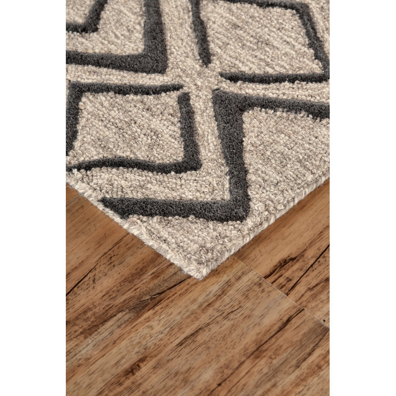 Tapis en laine / coton touffeté à la main à motif géométrique Bryana, Rectangle 3 pi 6 po x 5 pi 6 po