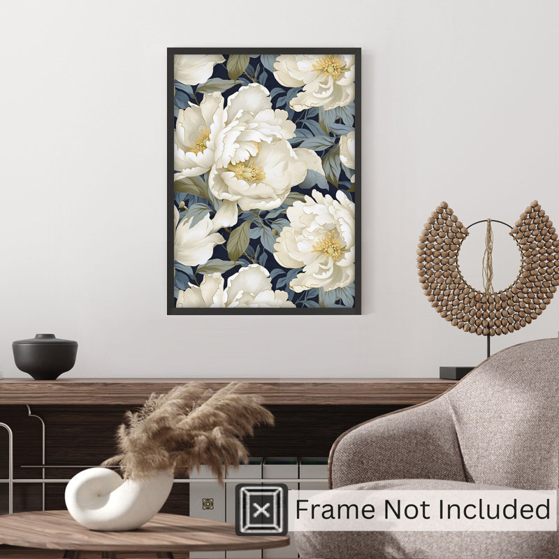 Motif floral de pivoines V, impression d'art sans cadre, H 10 po x l 8 po