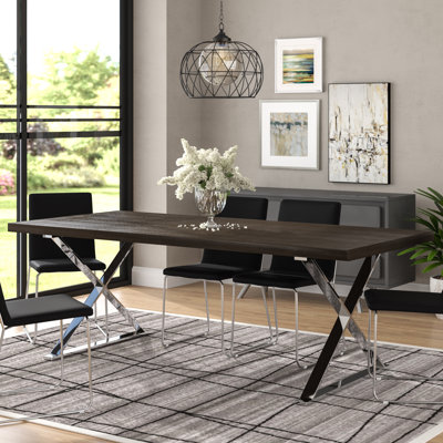 Alexa Dining Table- Luxury Modern Rectangular Dining Table for 8 – Conference Room Table - X-Leg Base Steel Base