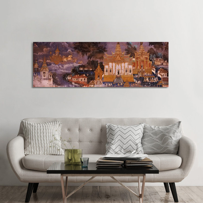 Ramayana Murals In A Palace, Royal Palace, Phnom Penh, Cambodia - Wrapped Canvas Panoramic Painting, 182.88 cm H x 60.96 cm W