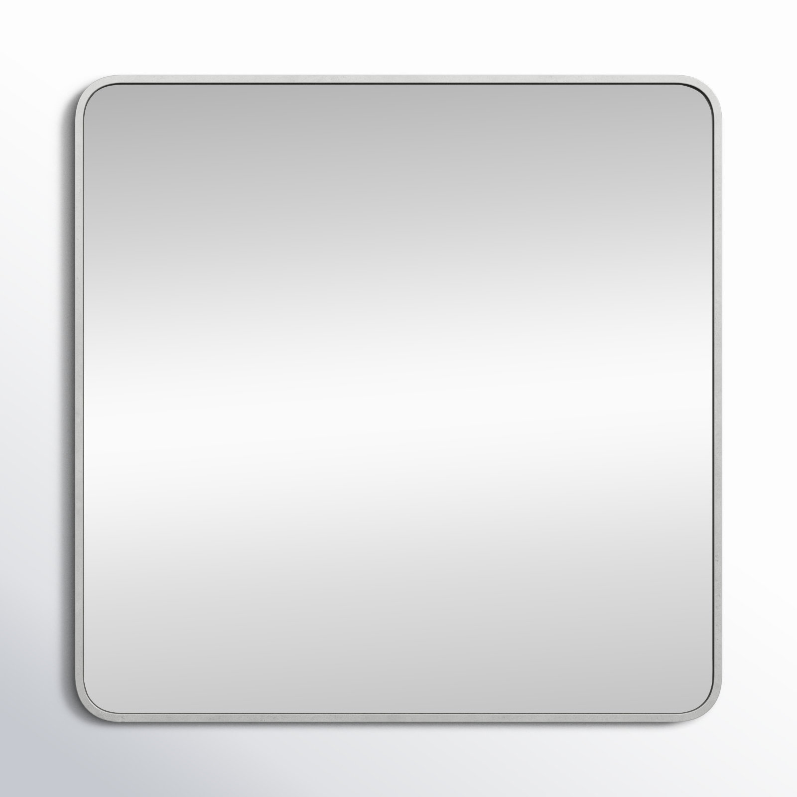 Sabine Metal Rounded Rectangle Wall Mirror, Silver, 36'' H x 36'' W