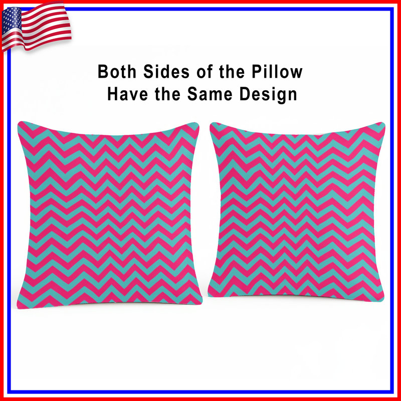 Coussins décoratifs à chevrons roses et bleus, 16 x 16 pouces