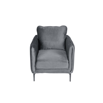 Chaise d'appoint 1 pièce en velours gris l 33 po x P 30 po x H 36 po