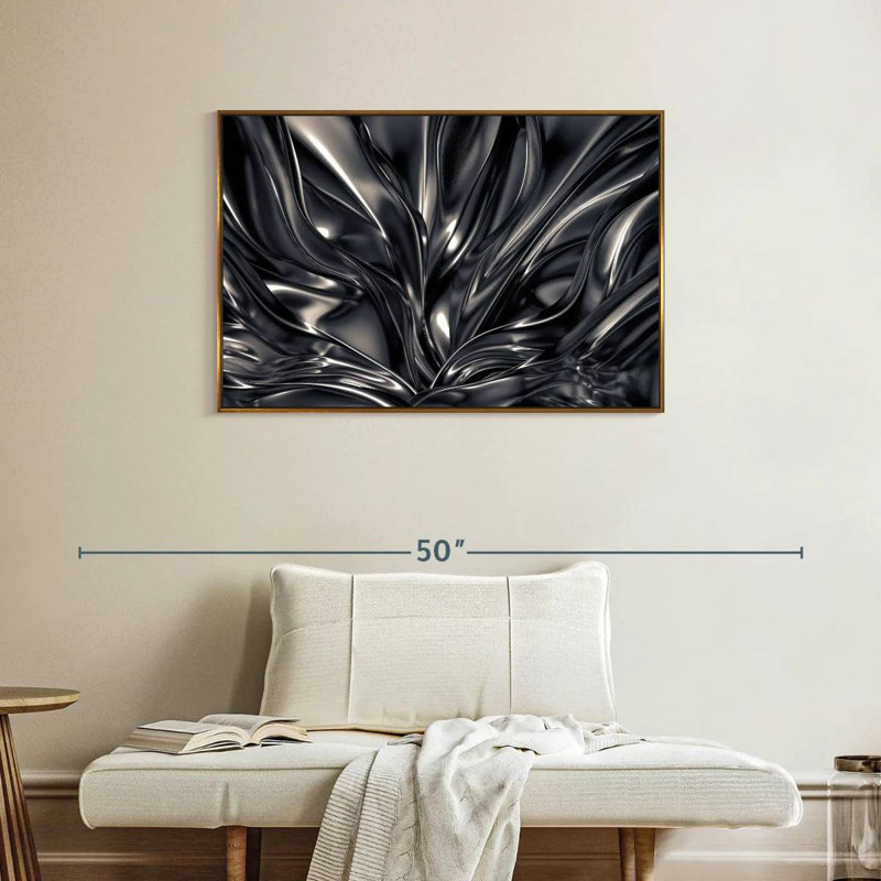 Lindel noir et argent, Cadre flottant doré, 37 po x 25 po