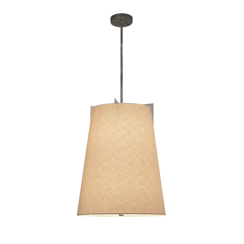 Luminaire suspendu pour 2 lumières unique Kenyon, Nickel brossé, Blanc