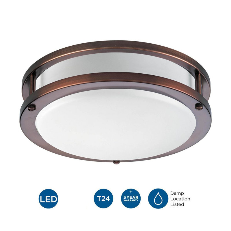 Plafonnier encastré circulaire 1 lumière, 3.5" H x 10.625" L, Bronze urbain