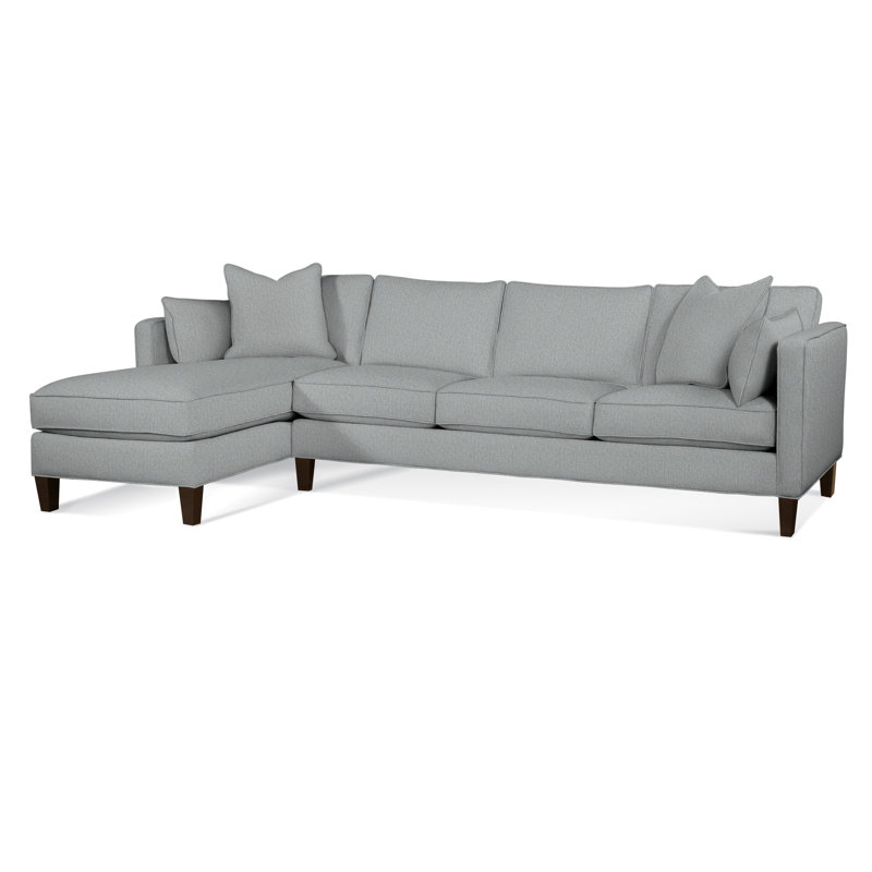 Lenox Chaise Sectional, Light Blue Performance Fabric; 0851-55, Left Hand Facing, Havana