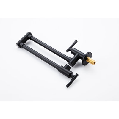 Matte Black Pot Filler Faucet Wall Mounted, Brass Made, 360 Rotation And Foldable, Double Handles For Smooth Water Flow Drip- Use, Surface Finish Mount Kitchen Black, Construction, Folding Function,