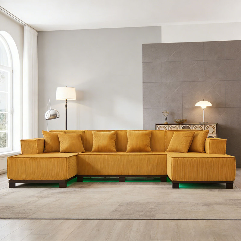 Canapé moderne, 4, Orange with LED Light