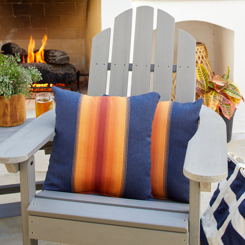 Coussin Sunbrella, H 20 po x l 20 po, Marine / orange