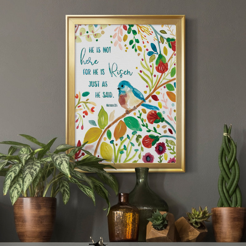 «He Is Risen», art textuel sur toile, H 18,5 po x l 24,5 po x P 1,5 po, Or