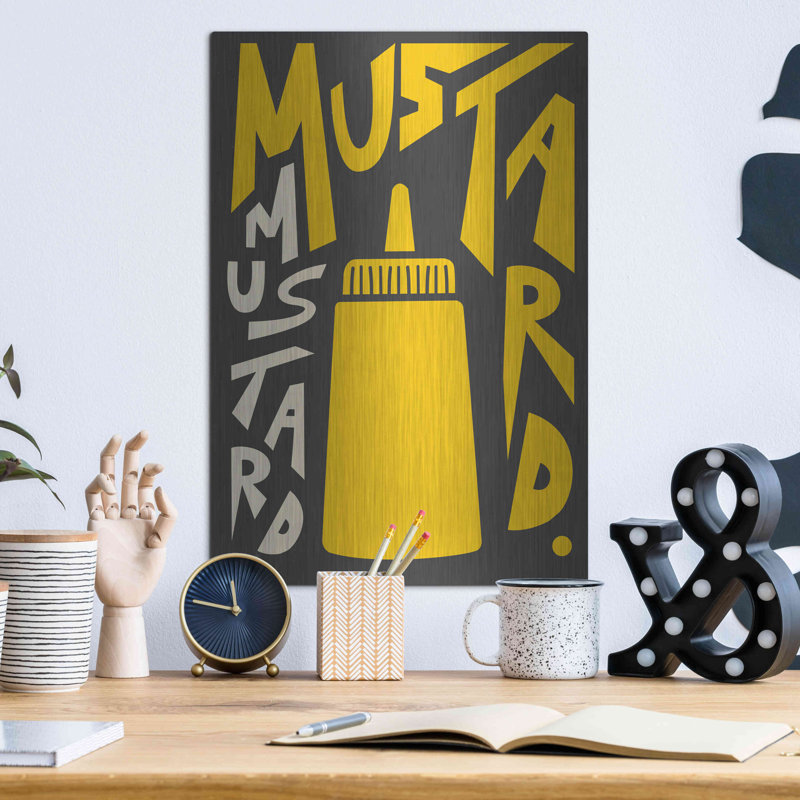 «Kitchen Mustard» par Ayse, art mural en métal, H 16 po x l 12 po