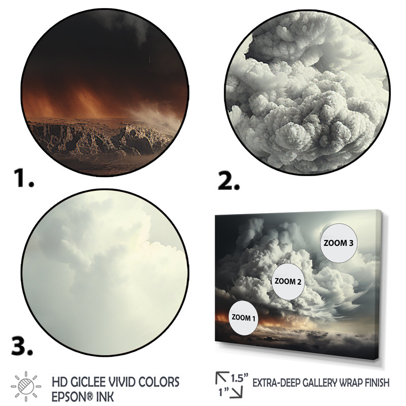«Ethereal Stormy Skies Horizon II», art mural tempêtes, Cadre flottant noir, H 24 po x l 32 po x P 1 po
