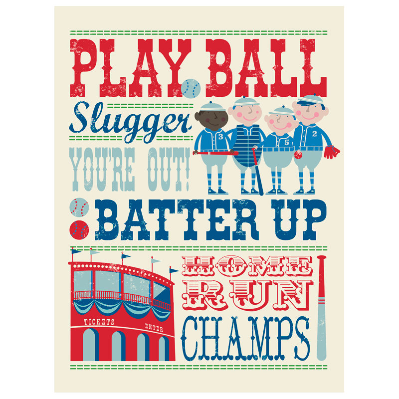 Art sur toile baseball play all day