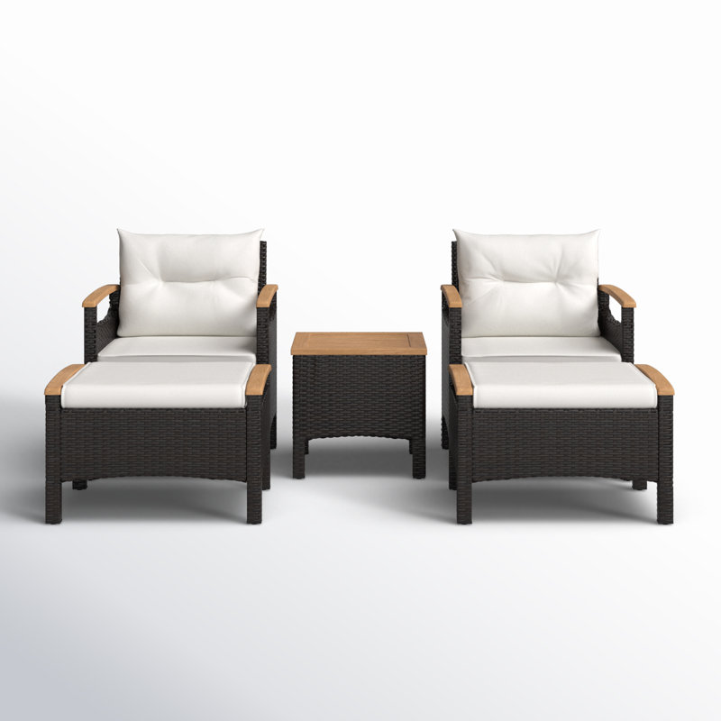 Araylee Acacia Wicker 4 - Person Patio Conversation Set with Cushions