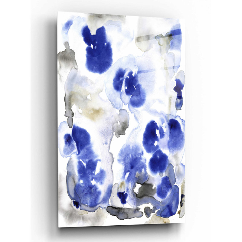 «Blue Pansies I» par Tim O'Toole, art mural en verre acrylique, H 16 po x l 12 po x P 0,13 po