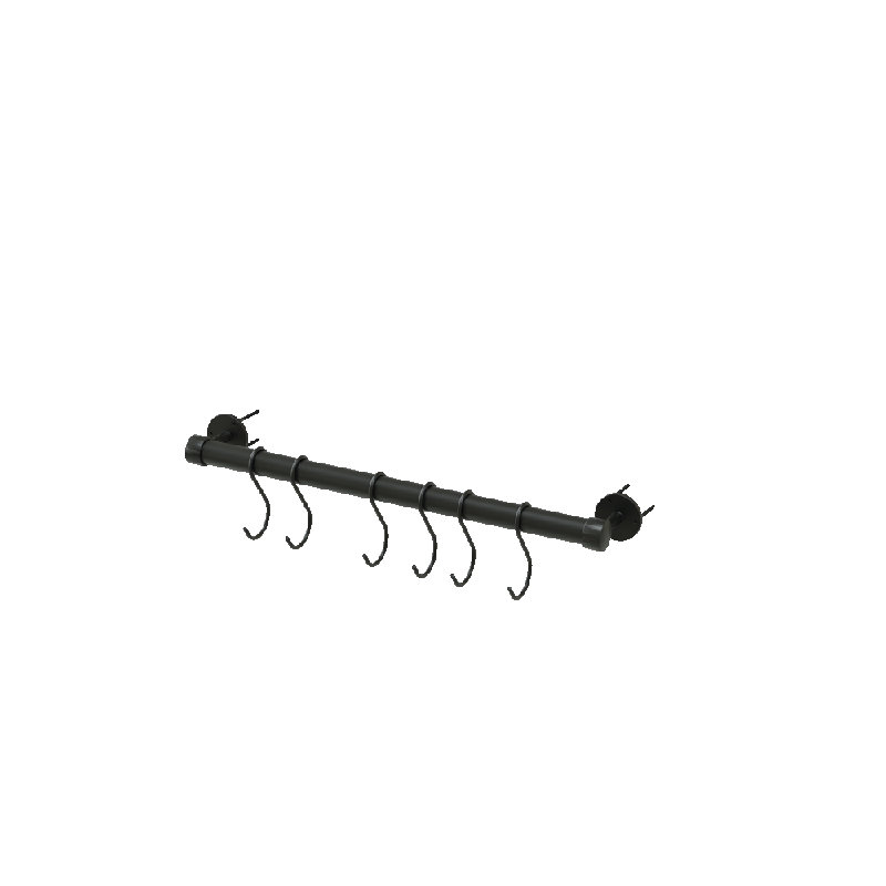 Support à casseroles mural en laiton, H 3,94 po x l 19,38 po x P 2,87 po, Noir