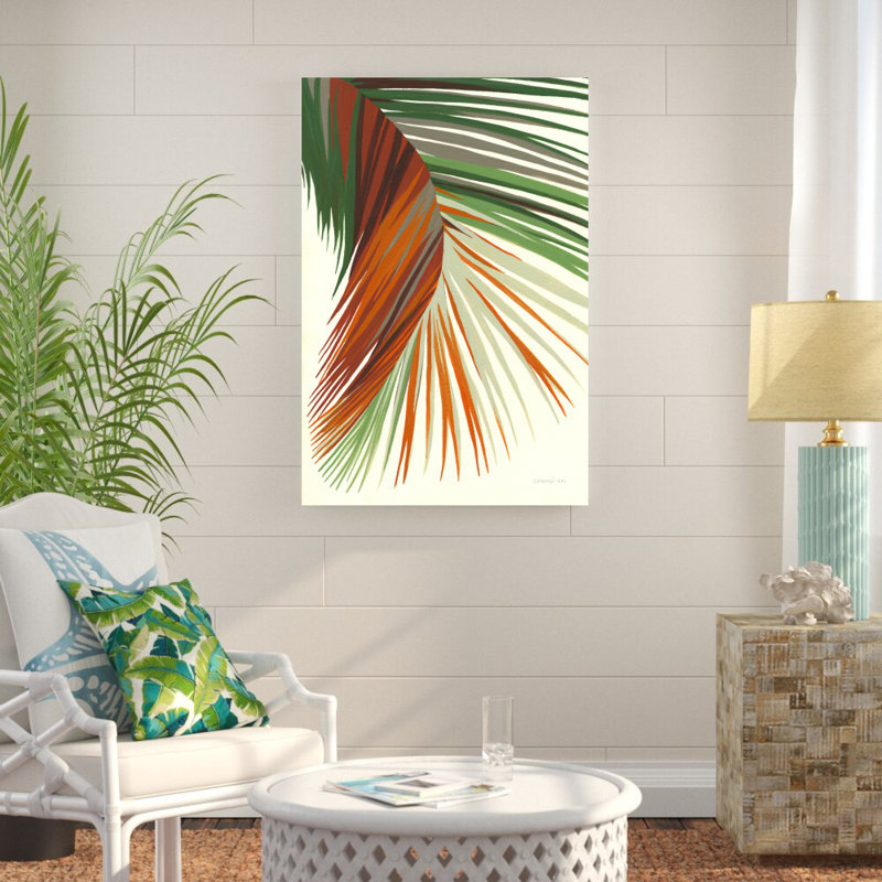 «Retro Big Leaf II» par Danhui Nai, peinture sur toile tendue, H 48 po x l 32 po x P 1,25 po