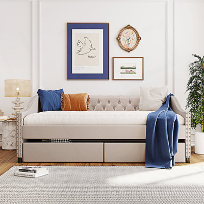 Modern Upholstered Daybed With Two Drawers
