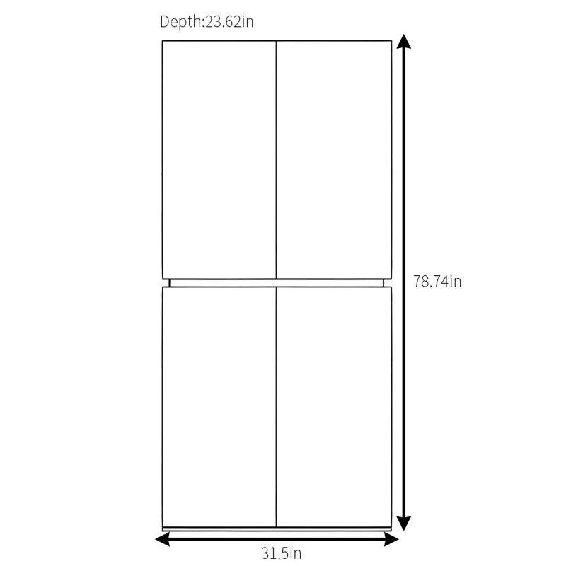 Garde-robe moderne et segmentée, H 78,74 po x l 31,5 po x P 23,62 po