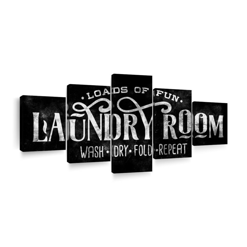 " Laundry Loads Of Fun " 5 - Pieces, 24" H x 55" W x 1.25" D