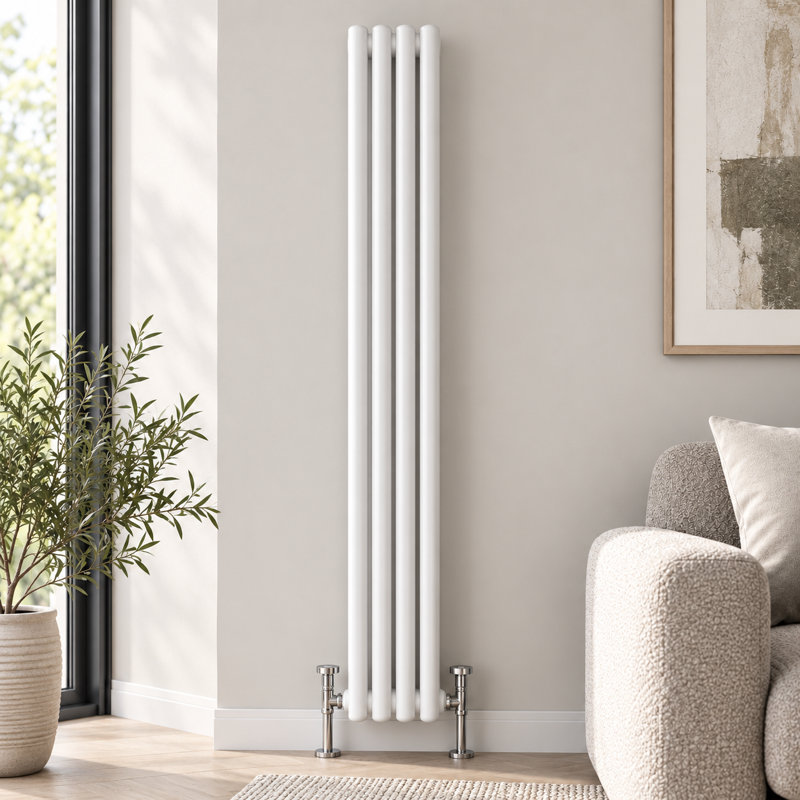 Uxbridge Vertical Traditional Colosseum Radiator, 1800mm H x 200mm W x 130mm D, White