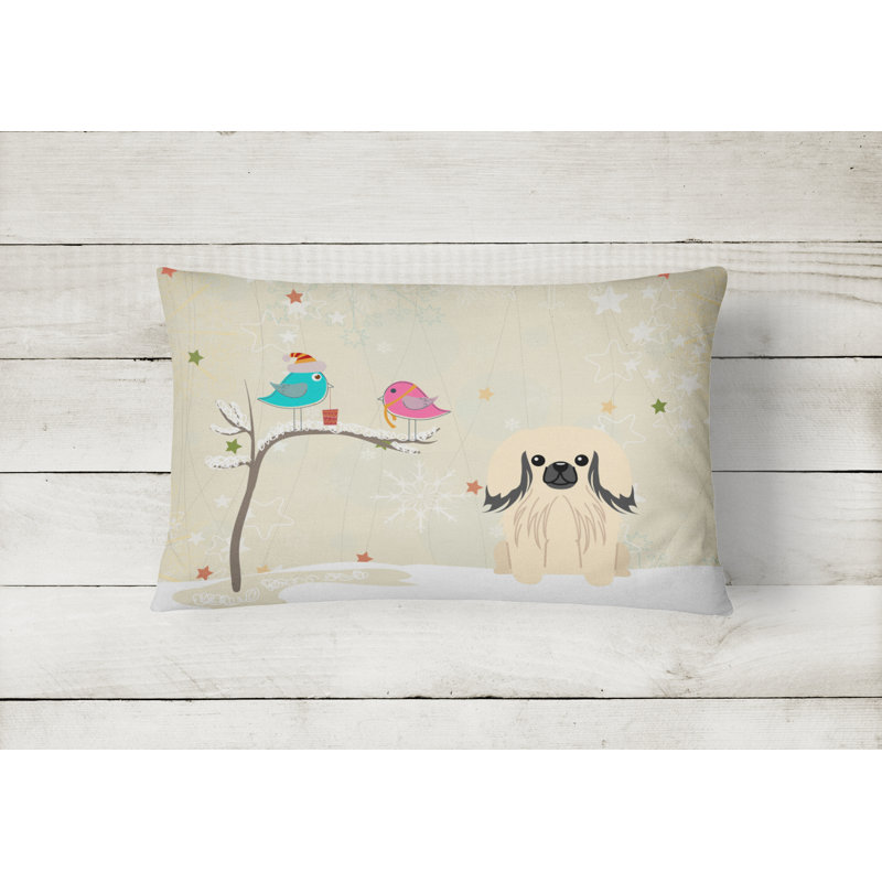 Coussin lombaire intérieur/extérieur en tissu de noël, Crème