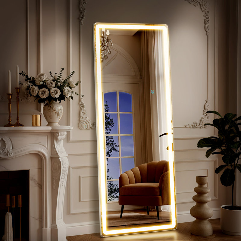 Miroir de plancher rectangulaire en métal Hameed, 71 po x 26 po
