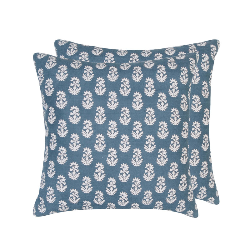 Housse de coussin en coton Paisley, Bleu marine