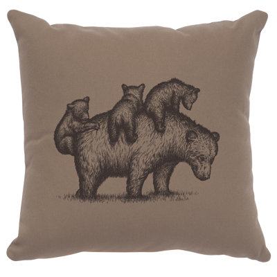 Coussin Wooded River Image - maman ours - coton taupe