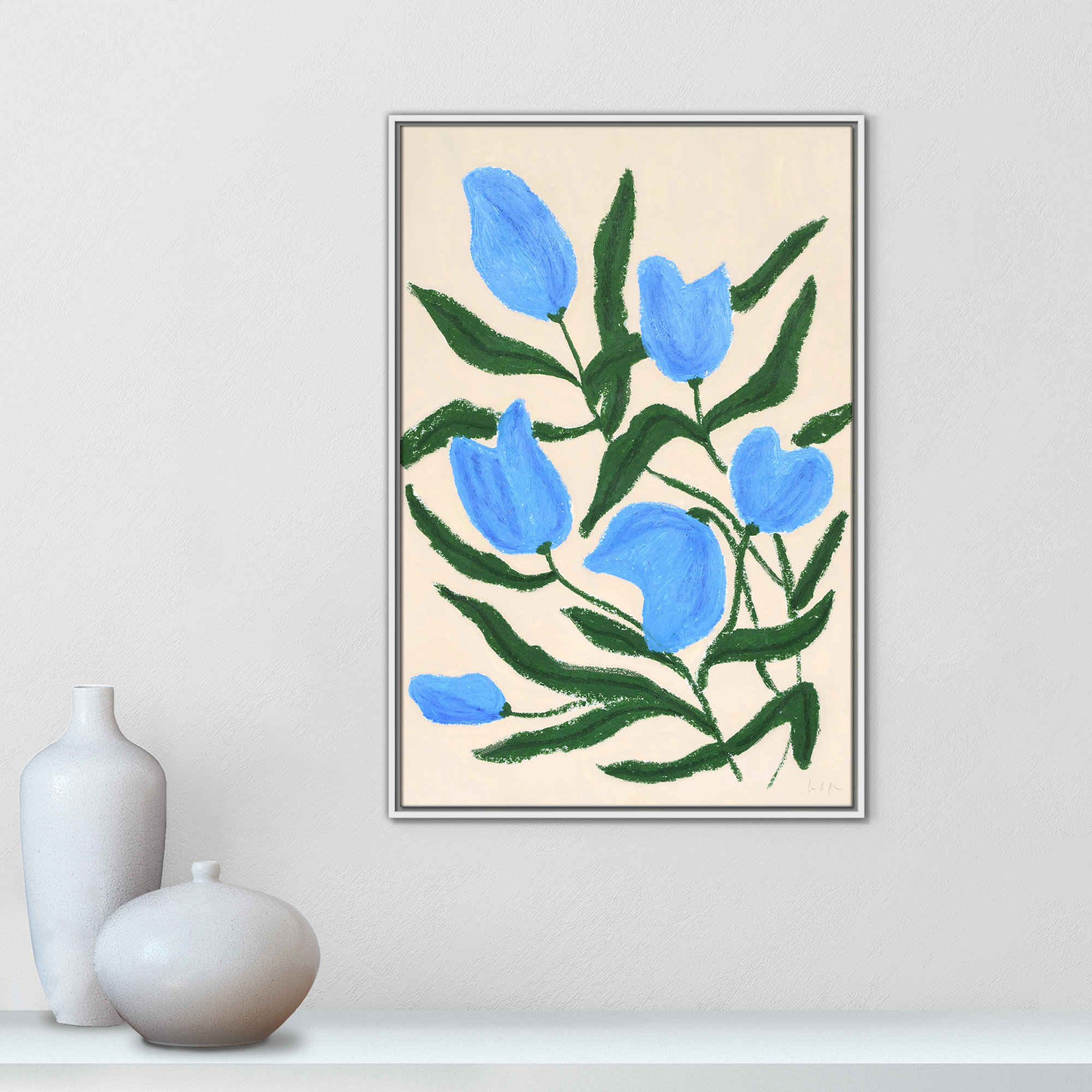 Blue Tulips Print by Camilla Bergqvist, White, 37.5" H x 25.5" W