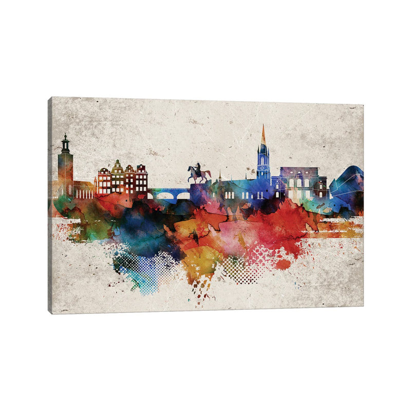 Stockholm Abstract Skyline 1 Piece Wrapped Canvas Wall Art, 45.72cm H x 66.04cm W x 1.91cm D