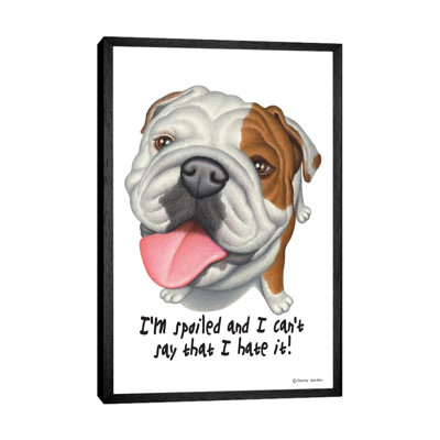 Bulldog With Sign - Print on Canvas